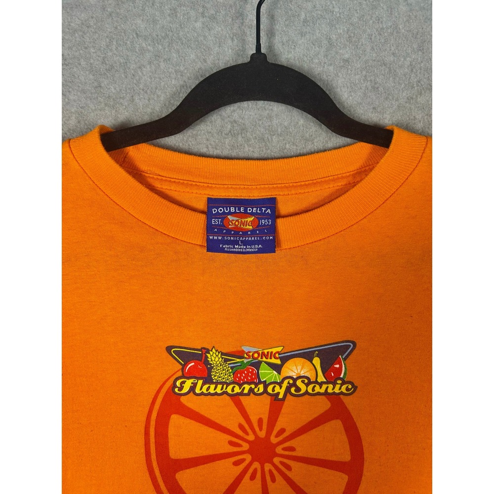 Sonic Drive-In Graphic T Shirt Large Orange Flavors of Sonic Employee Distressed - Picture 3 of 8